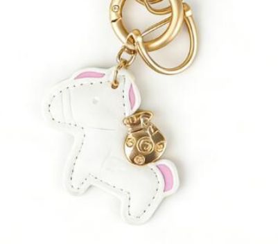 幸運を運ぶ「勝ち馬」キーホルダー 金運招来 金袋チャーム付き レザー