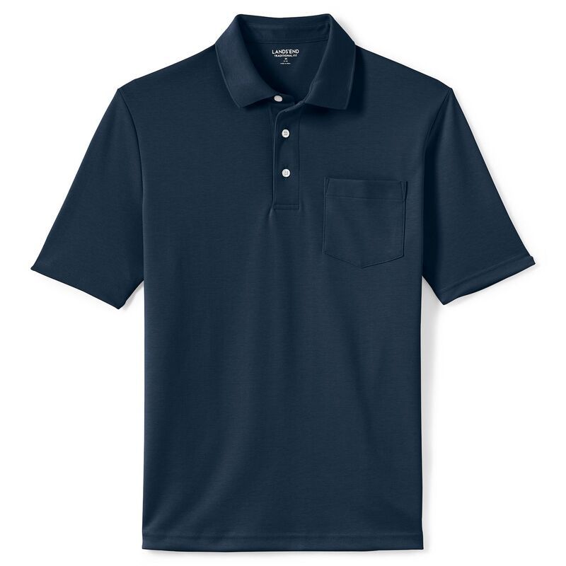 SALE，人気 ランズエンド メンズ トップス Tシャツ ポロシャツ トール Big Tallands End Super Soft Supima Pocket Polo Radiant Navy ネイビー Tシャツ