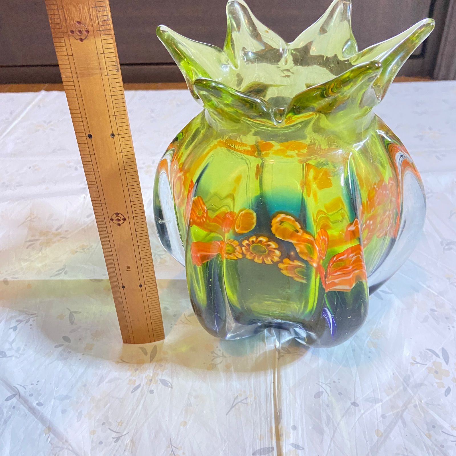 マルティグラス（Multi Glass）製のガラス花瓶（フラワーベース） 昭和