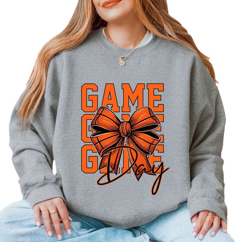 Simply Sage Market レディース トップス Tシャツ スウェット グラフィック Simply Sage Market Coquette Basketball Bow Game Day Stacked Womens Graphic Sweatsh