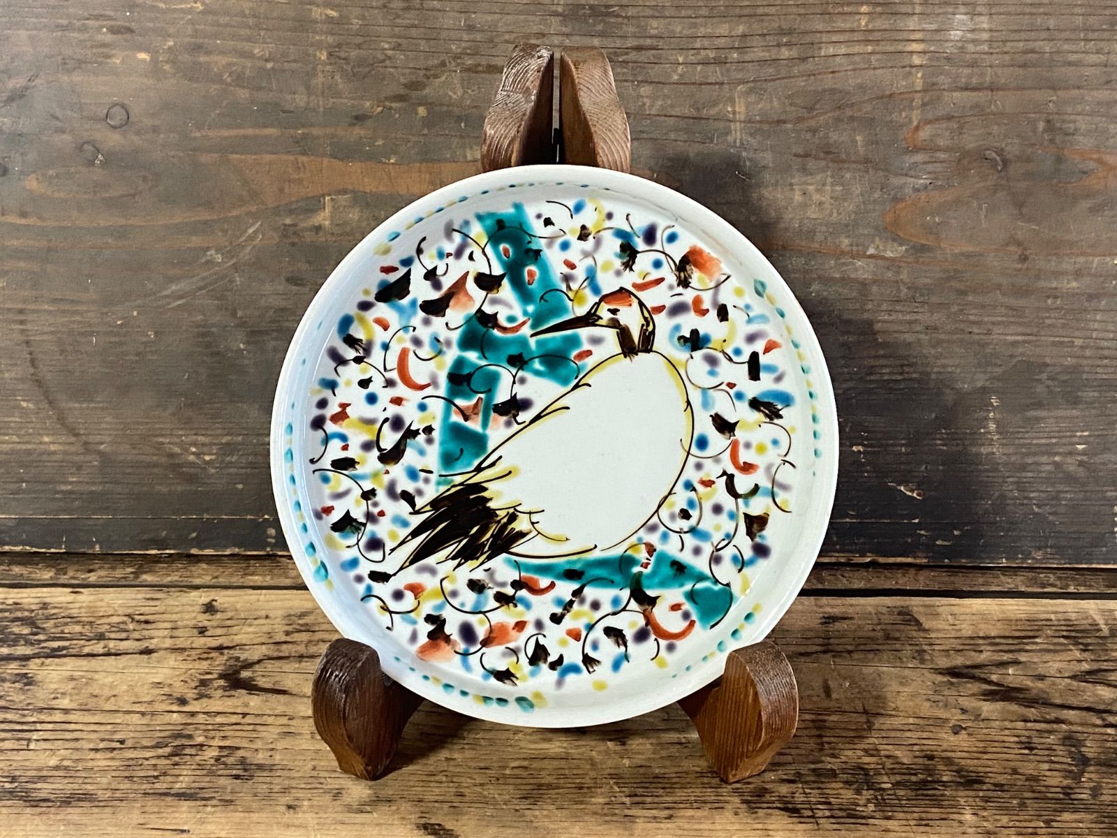 九谷焼 北出不二雄 鶴図 色絵 皿 18cm 共箱なし - メルカリ