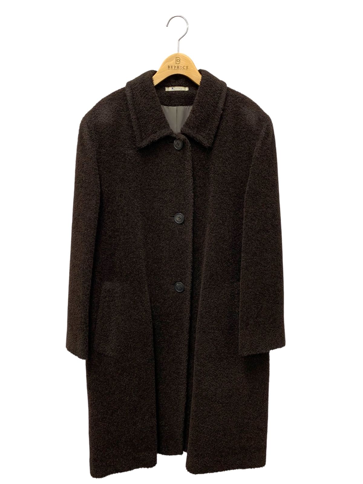 アクアスキュータム 6125185 ステンカラーコート 9 ブラウン アルパカ