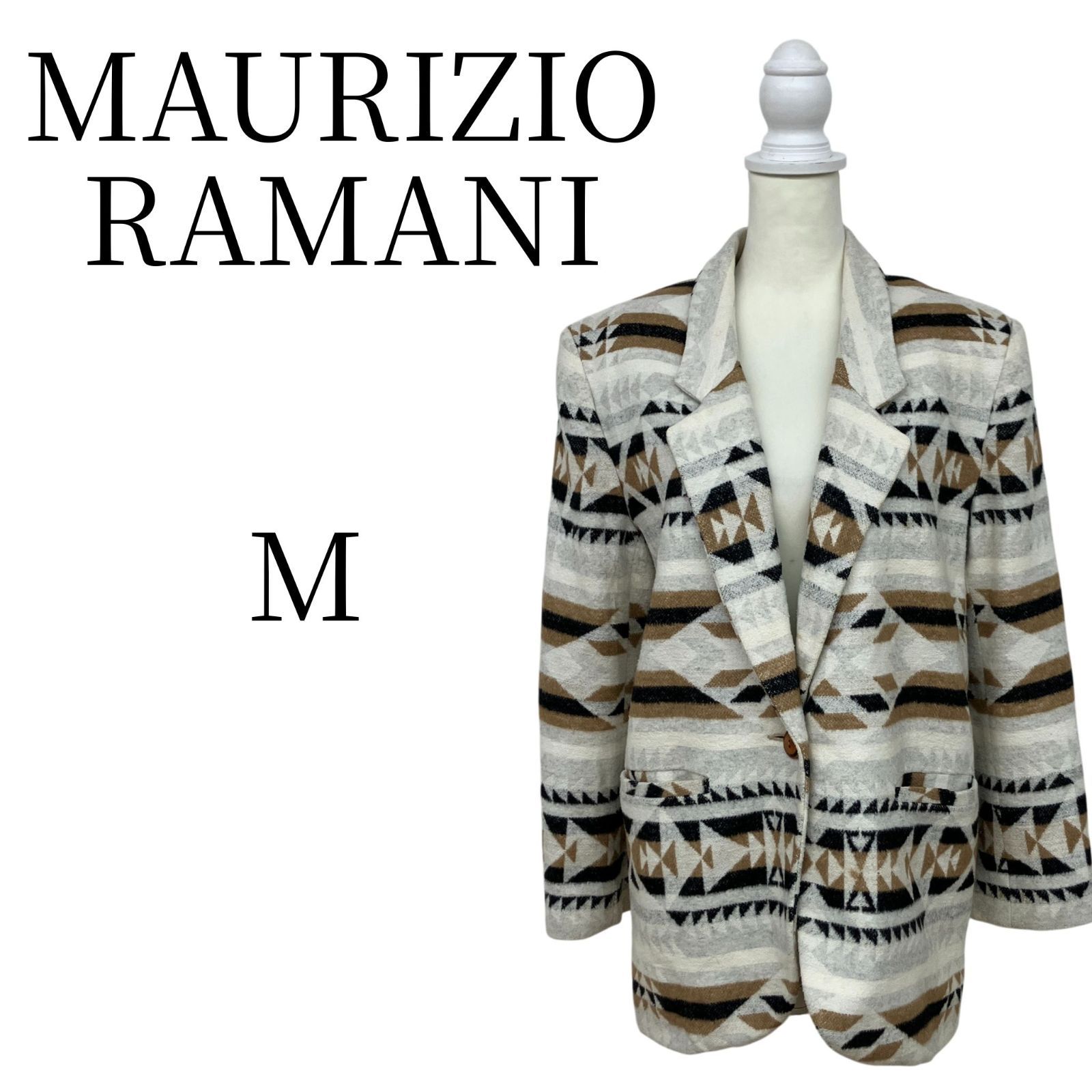 希少USA製 MAURIZIO RAMANI テーラードジャケット ネイティブ柄 総柄