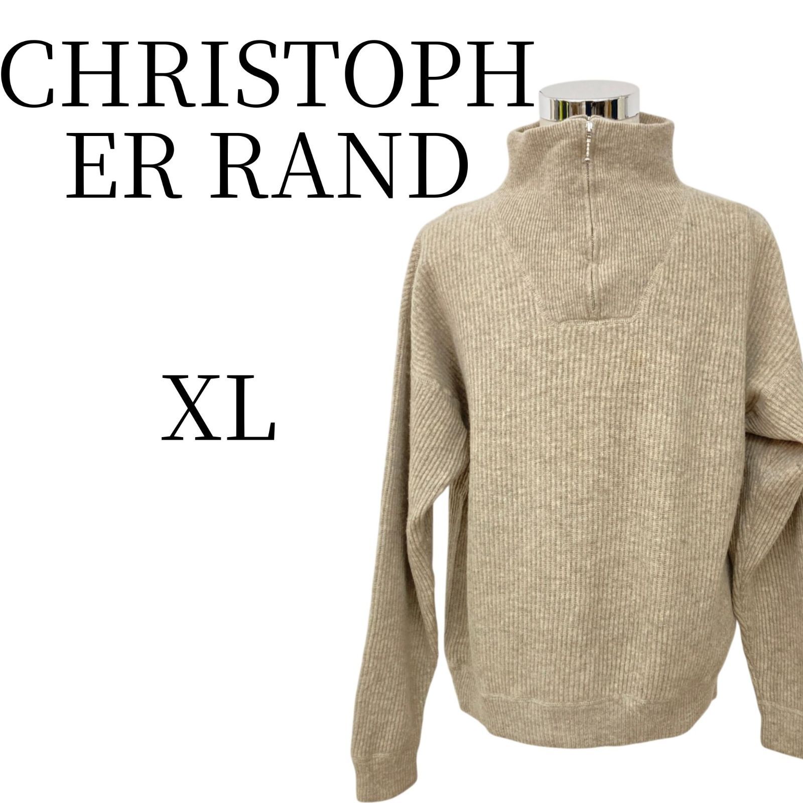 ヴィンテージ90sCOOGI ニットハーフジップ Lサイズ ベージュ系 クリストファーランド CHRISTOPHER RAND ハーフジップ ニット ウール L