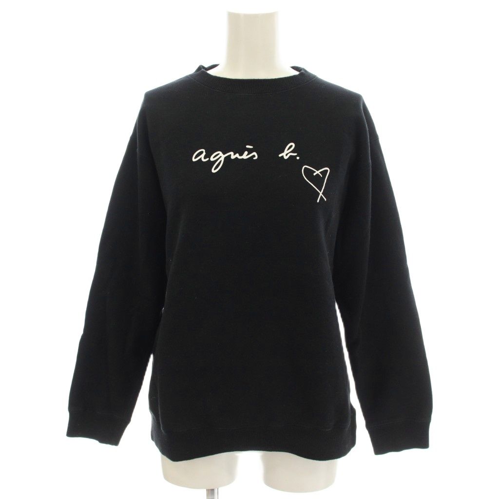 アニエスベー agnes b. スウェット トレーナー ロゴ 長袖 3 黒