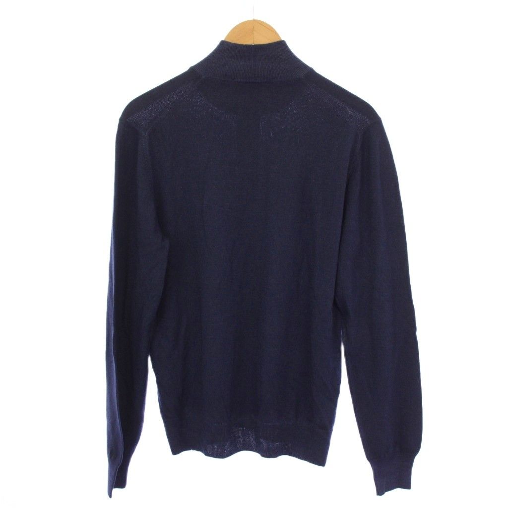 グランサッソ GRAN SASSO ニットカーディガン 長袖 ジップアップ 48 紺