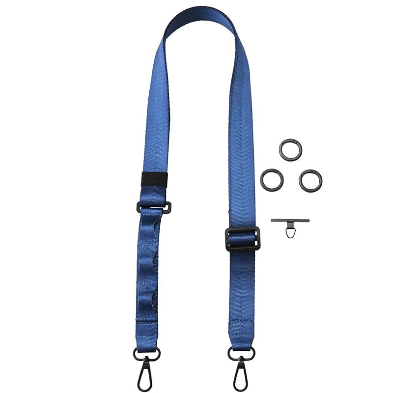 【新品】 エレコム スマホショルダー ループ付き 幅30mm [カラビナ×3 ステンレスストラップホールシート×1] 太め スマホストラップ 首掛け 全長97cm～150cm ペールネイビー P-STSDH1FLPCNV 0