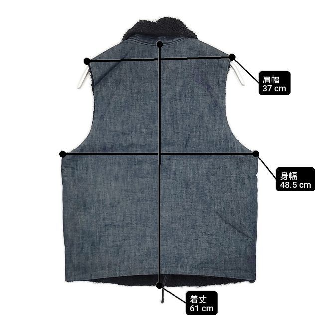 45R/45rpm R by インディゴ 裏ボア リバーシブル ベスト ネイビー