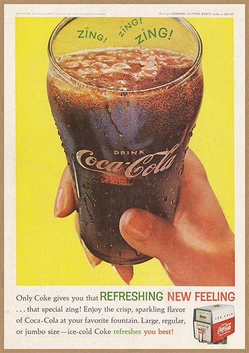 B4サイズ Coca-Cola グラスアップ イラスト レトロ ポスター ◇ 複製