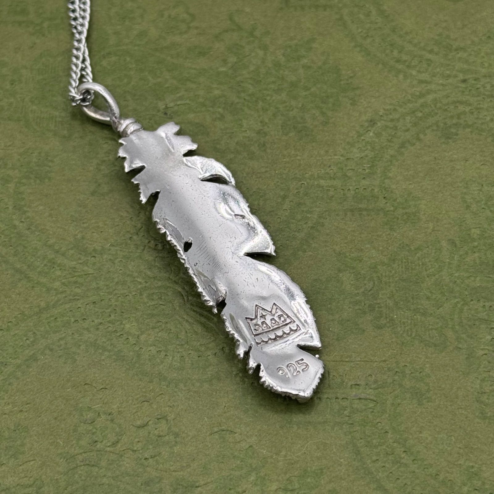 ミディアムサイズ】SAAD シルバー925 フェザー 65mm 左向き ペンダント