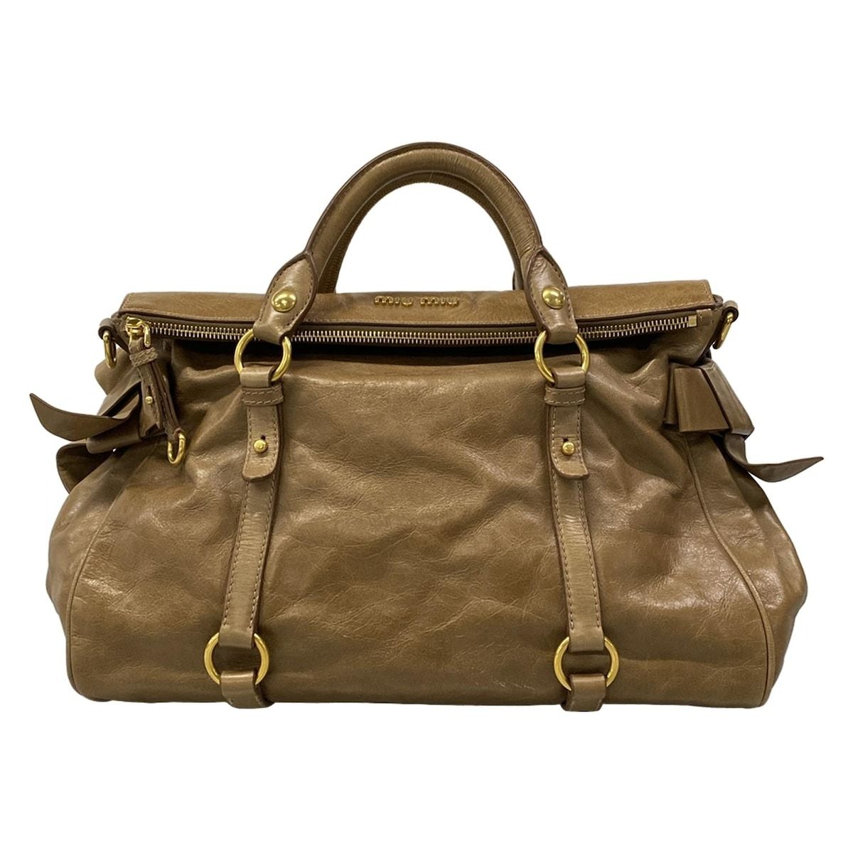 miumiu(ミュウミュウ) ハンドバッグ ヴィッテロルクス ブラウン サイド