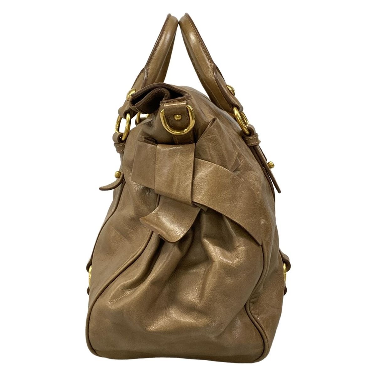 miumiu(ミュウミュウ) ハンドバッグ ヴィッテロルクス ブラウン サイド