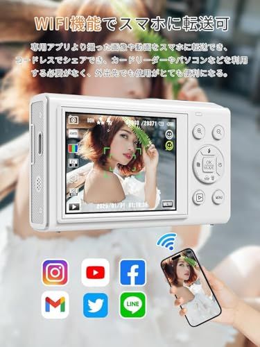 ◇デジカメ5K スマホに送れる デジタルカメラ WIFI転送機能 8000万画素