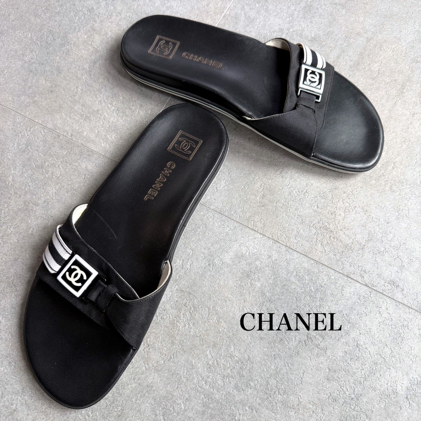 CHANEL シャネル ココマーク スライドサンダル ブラック 黒 シャネル