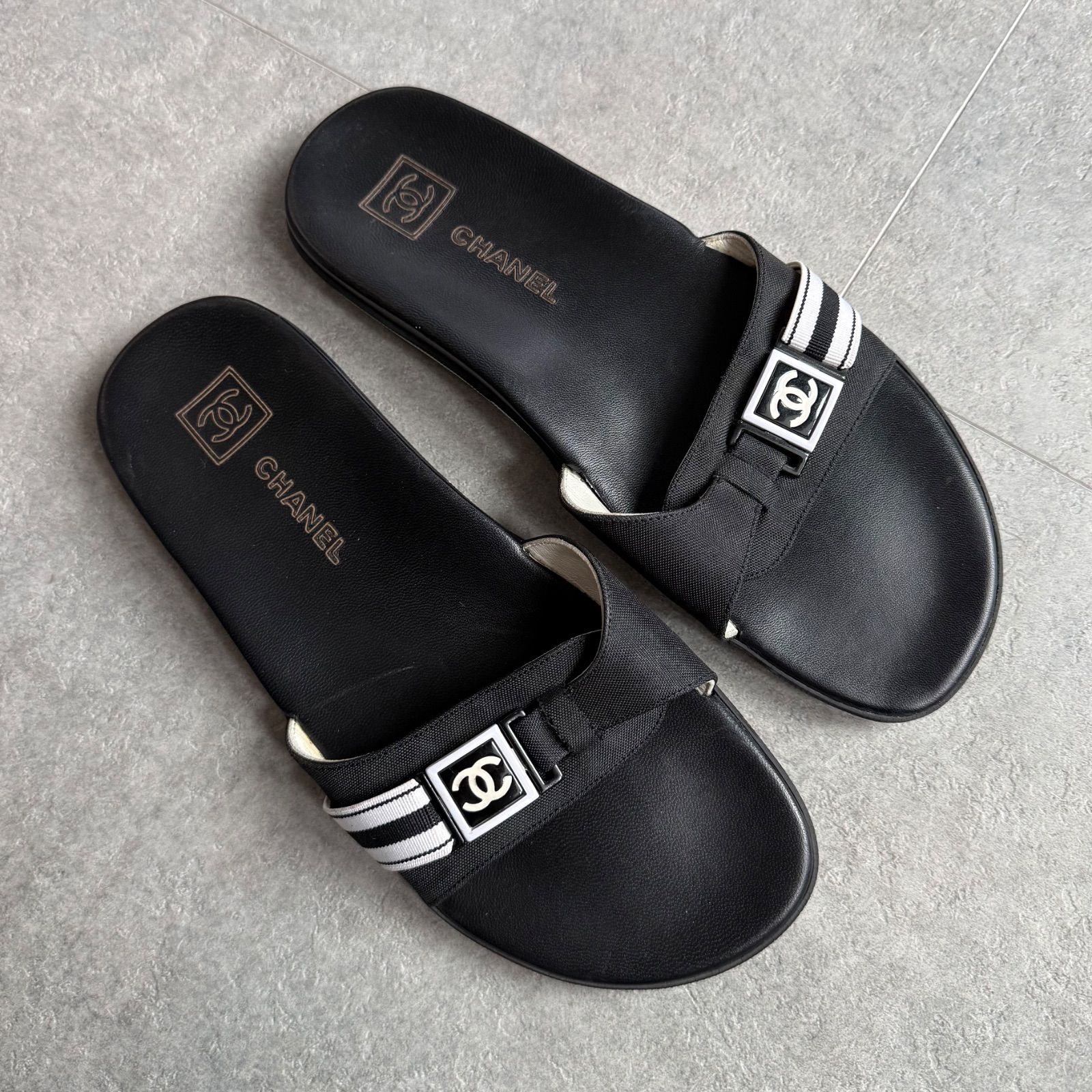 CHANEL シャネル ココマーク スライドサンダル ブラック 黒 シャネル