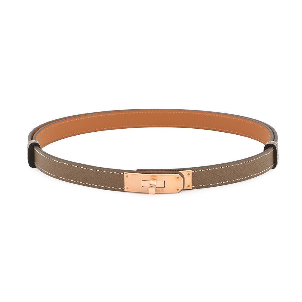 エルメス ケリーベルト エトゥープ/ピンクゴールド金具 エプソン B刻印