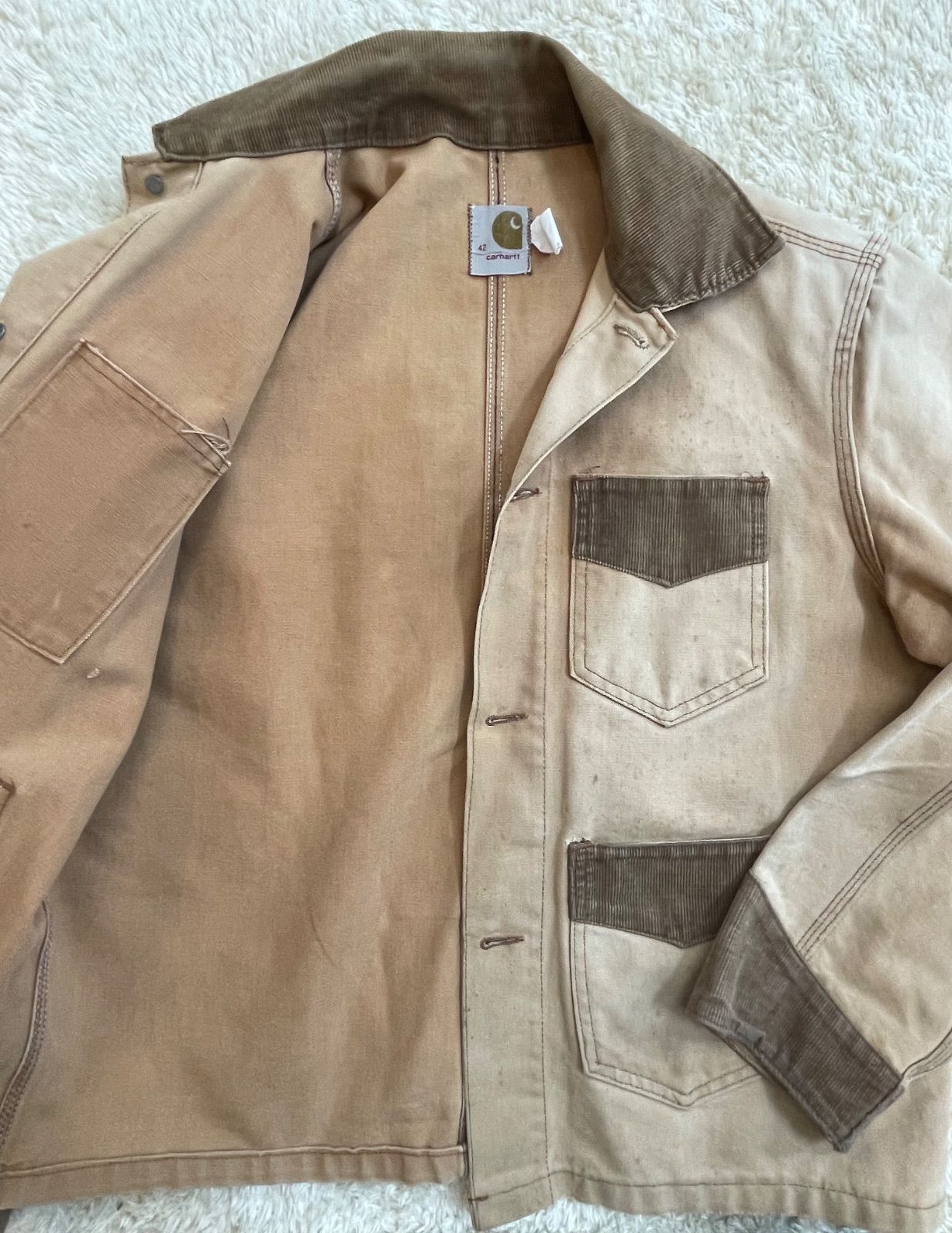 80s Carhartt　カバーオール ダックジャケット コーデュロイ 超希少！ 80年代 USA製 Carhartt カーハート カバーオール ダック