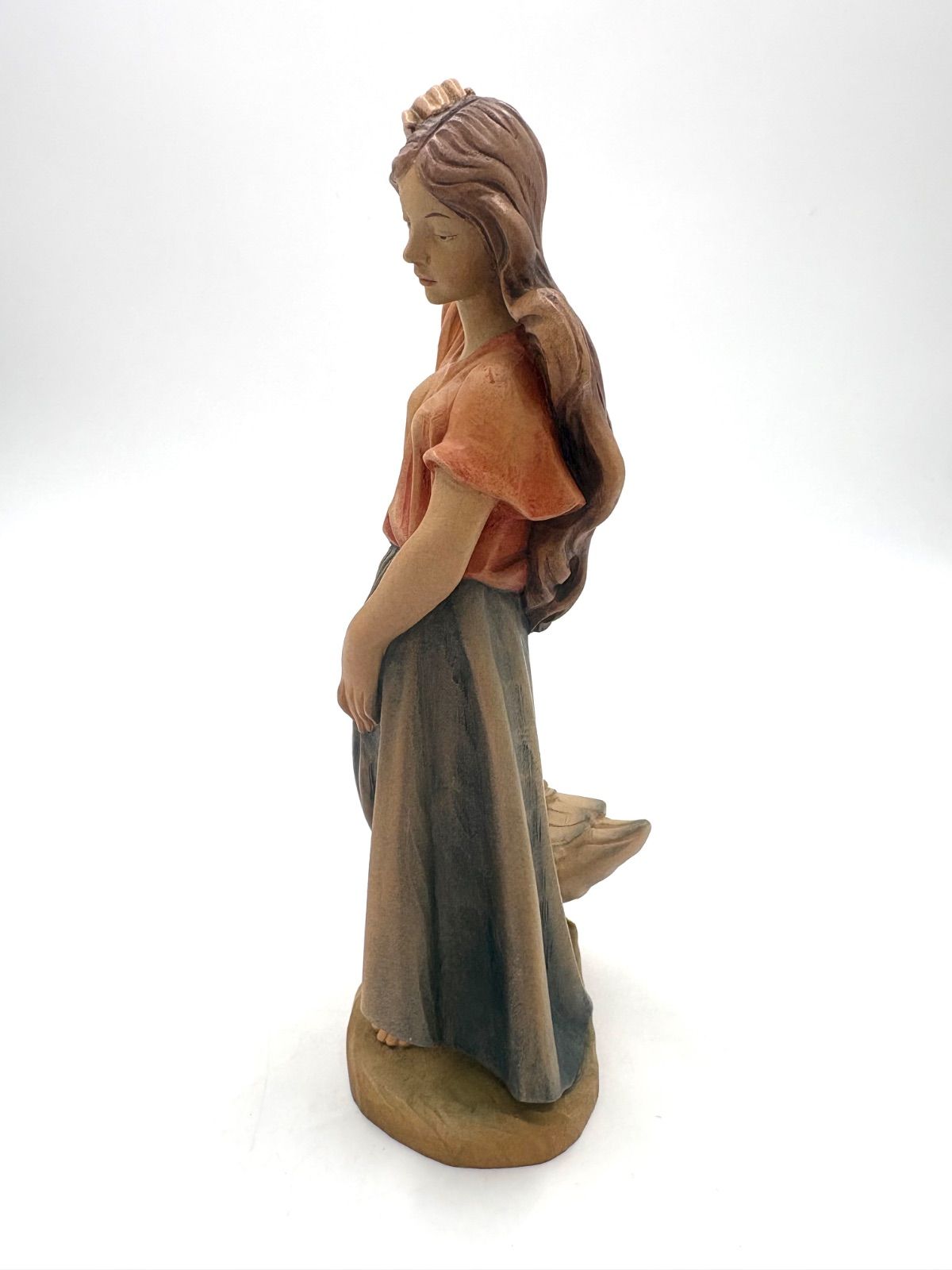 ANRI アンリ 木彫 女の子とアヒル 少女とアヒル 木彫り人形 アンリ人形