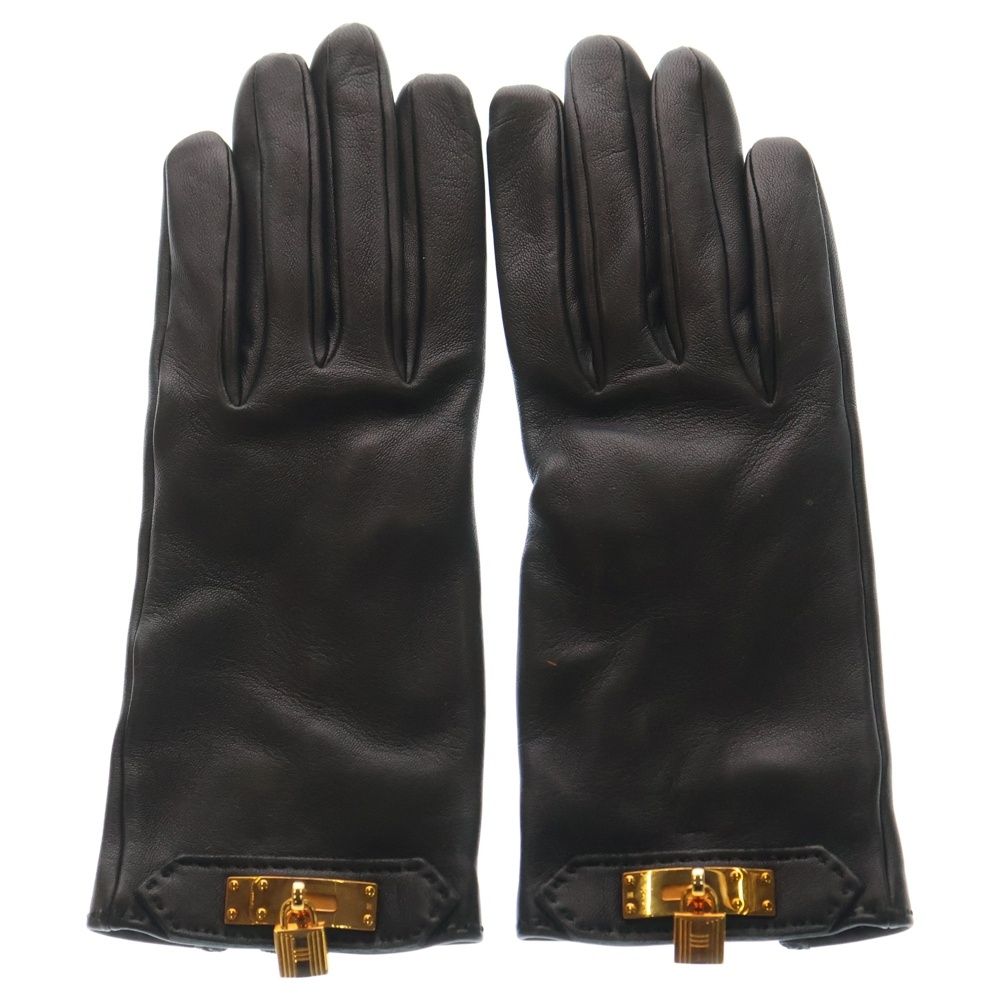 HERMES (エルメス) ケリーレザー グローブ ブラック ラムスキン