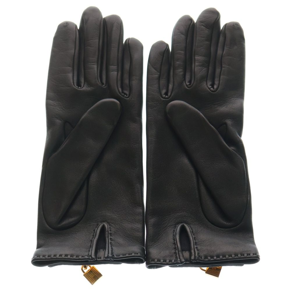 HERMES (エルメス) ケリーレザー グローブ ブラック ラムスキン