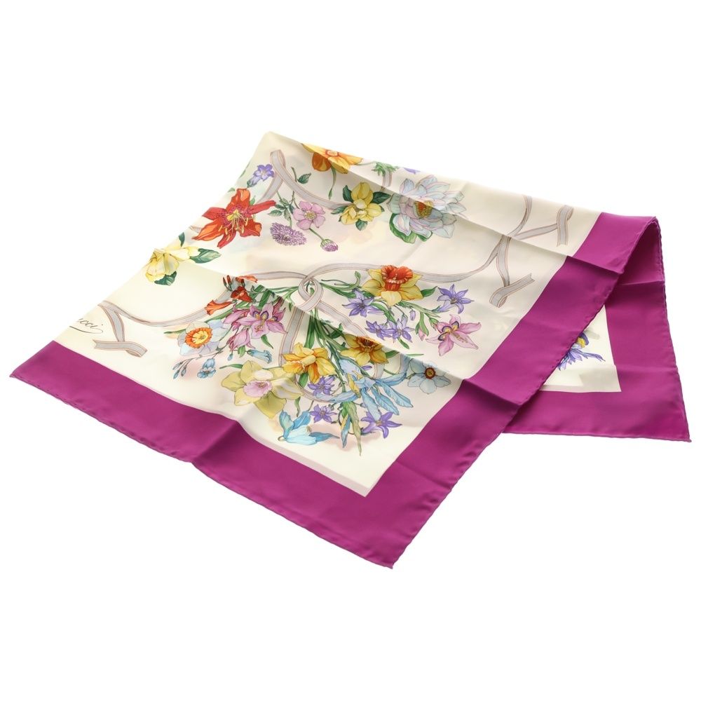 GUCCI (グッチ) スカーフ 花柄 マルチカラー シルク 90 - メルカリ