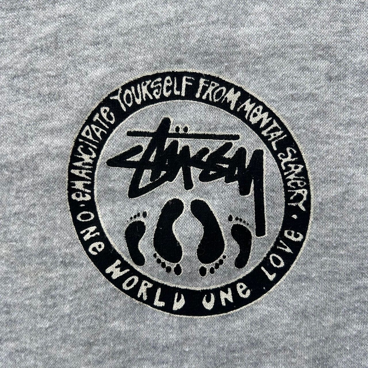 OLD STUSSY 90s 白タグ USA製 L 杢グレー メッセージ レゲエ