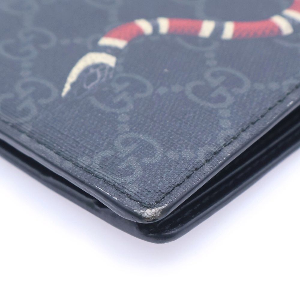 GUCCI (グッチ) GGスプリーム キングスネークプリント 二つ折り財布