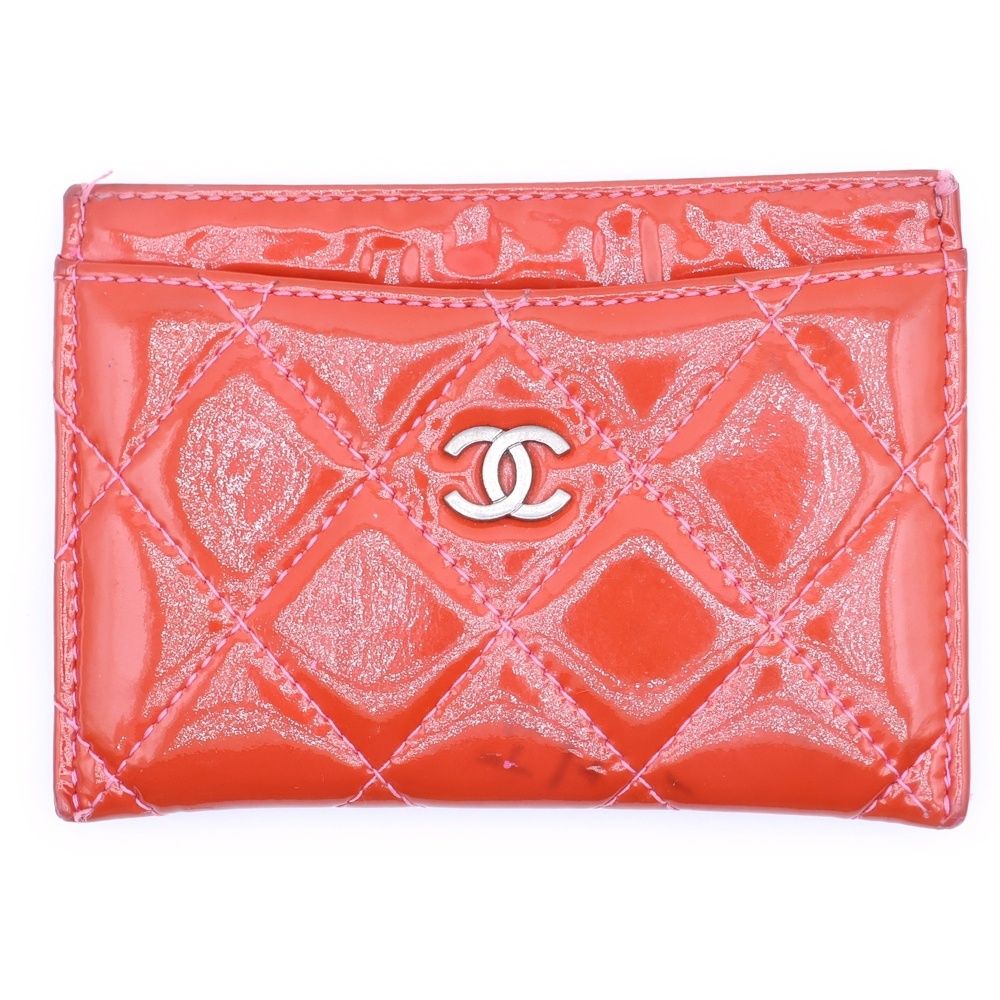 CHANEL (シャネル) エナメルココマークロゴ マトラッセ 名刺入れ