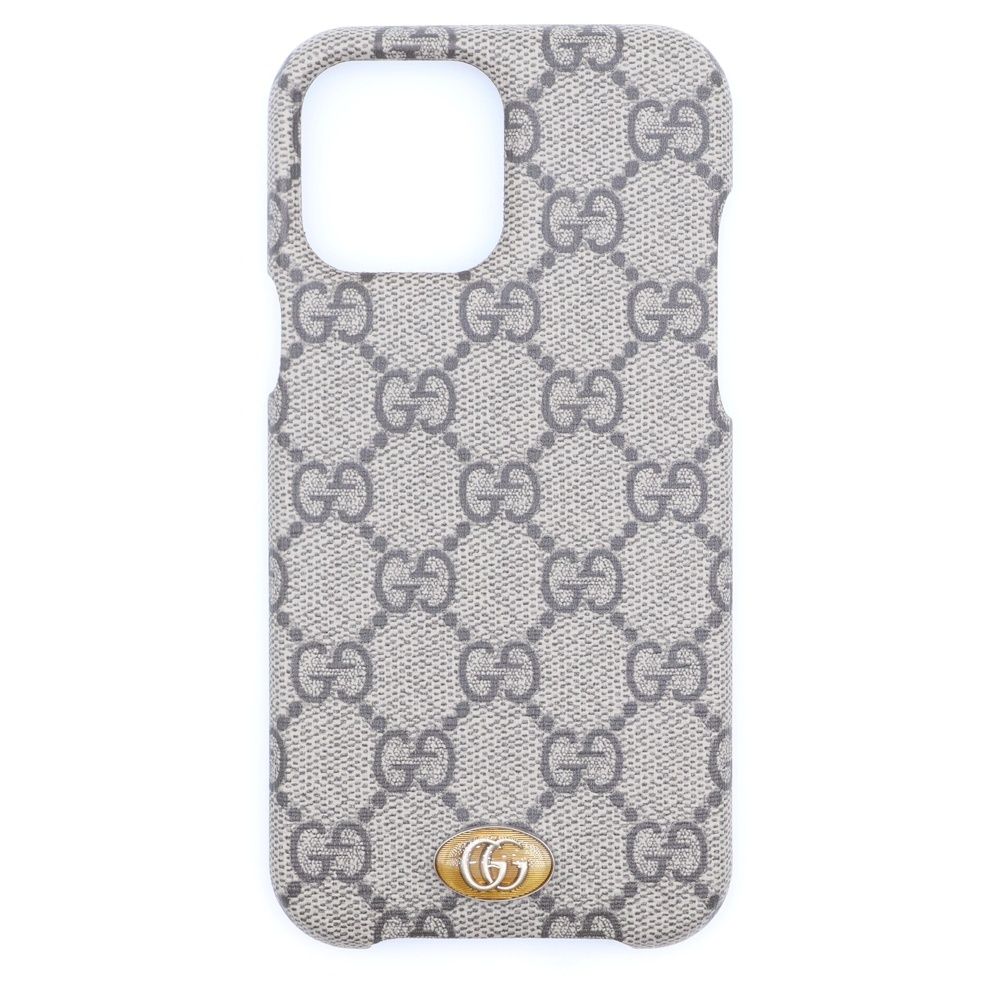 GUCCI (グッチ) iPhone13 Pro Max GGスプリーム アイフォンケース ブラウン 701331