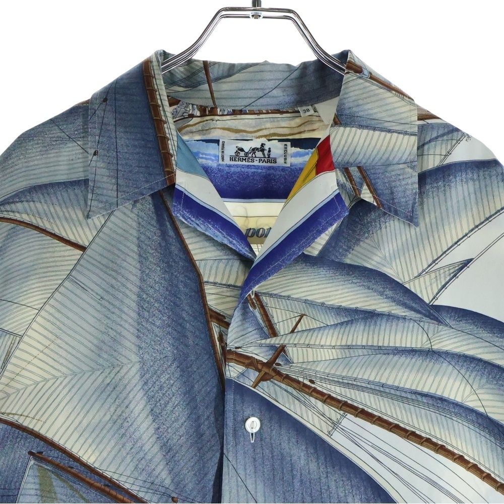 HERMES (エルメス) Vent Portant 追い風 シルク オープンカラー 半袖