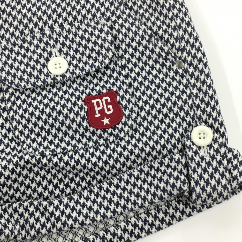 超美品】パーリーゲイツ ショートパンツ 白×ネイビー 千鳥格子調 表微