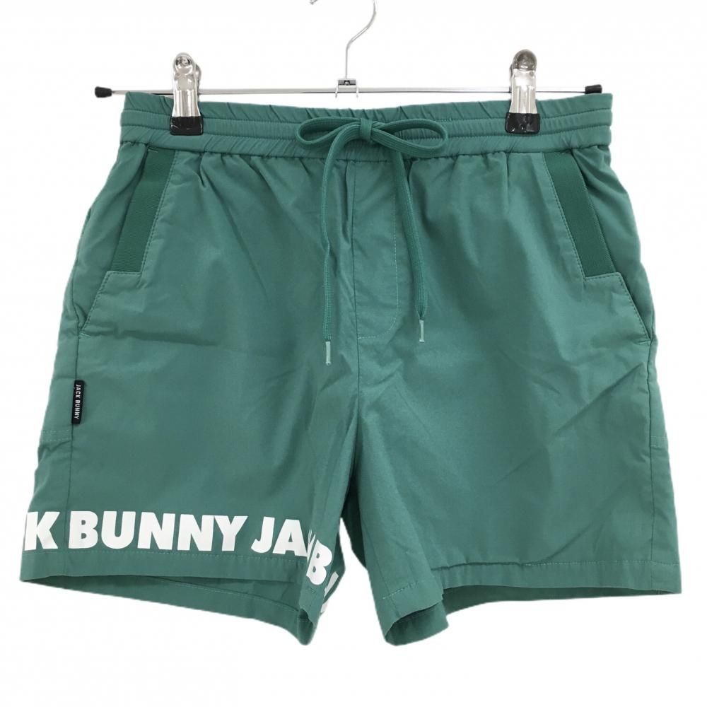 美品】ジャックバニー ショートパンツ グリーン系×白 ロゴプリント