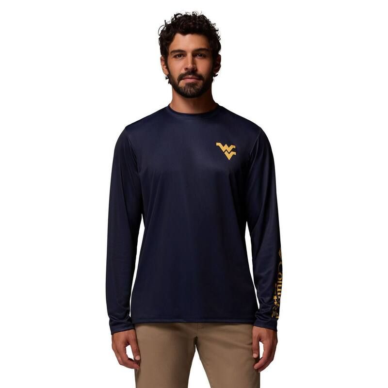  コロンビア メンズ トップス Tシャツ Mens Columbia Navy West Virginia Mountaineers PHG Terminal Shot Omni Shade 3Hit Long Sleeve TShirt Wvu Navy ネイ Tシャツ