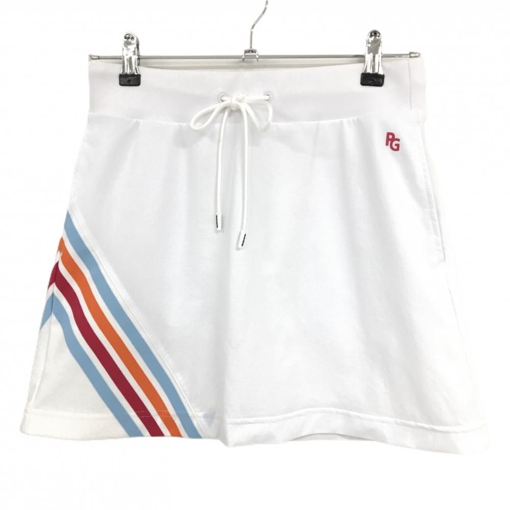 新品】パーリーゲイツ スカート 白×ライトブルー ロゴピンク 4ライン