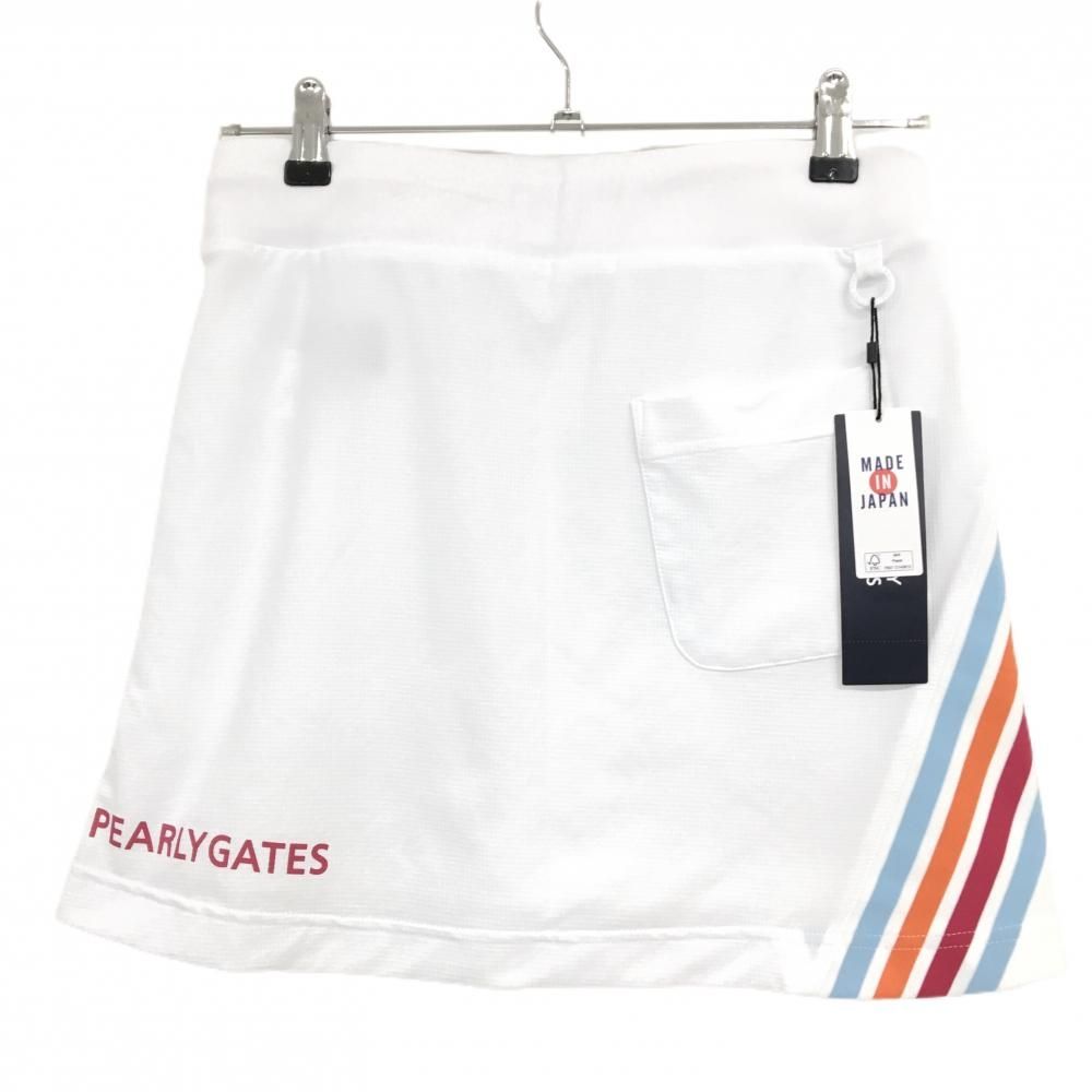 新品】パーリーゲイツ スカート 白×ライトブルー ロゴピンク 4ライン