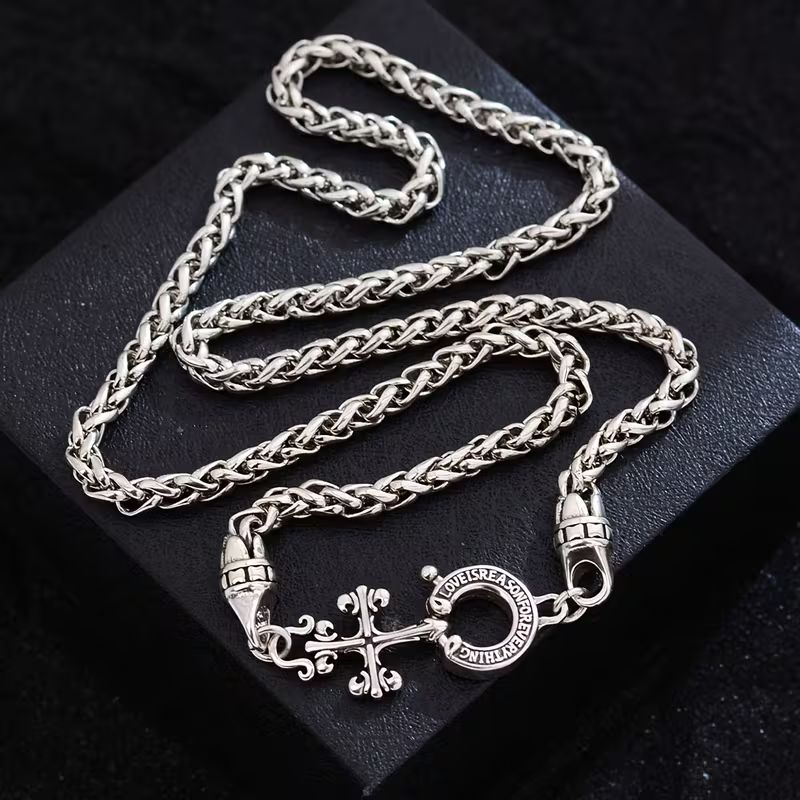 Vigorix クロス ブレスレット シルバー 925メッキ キューバチェーン