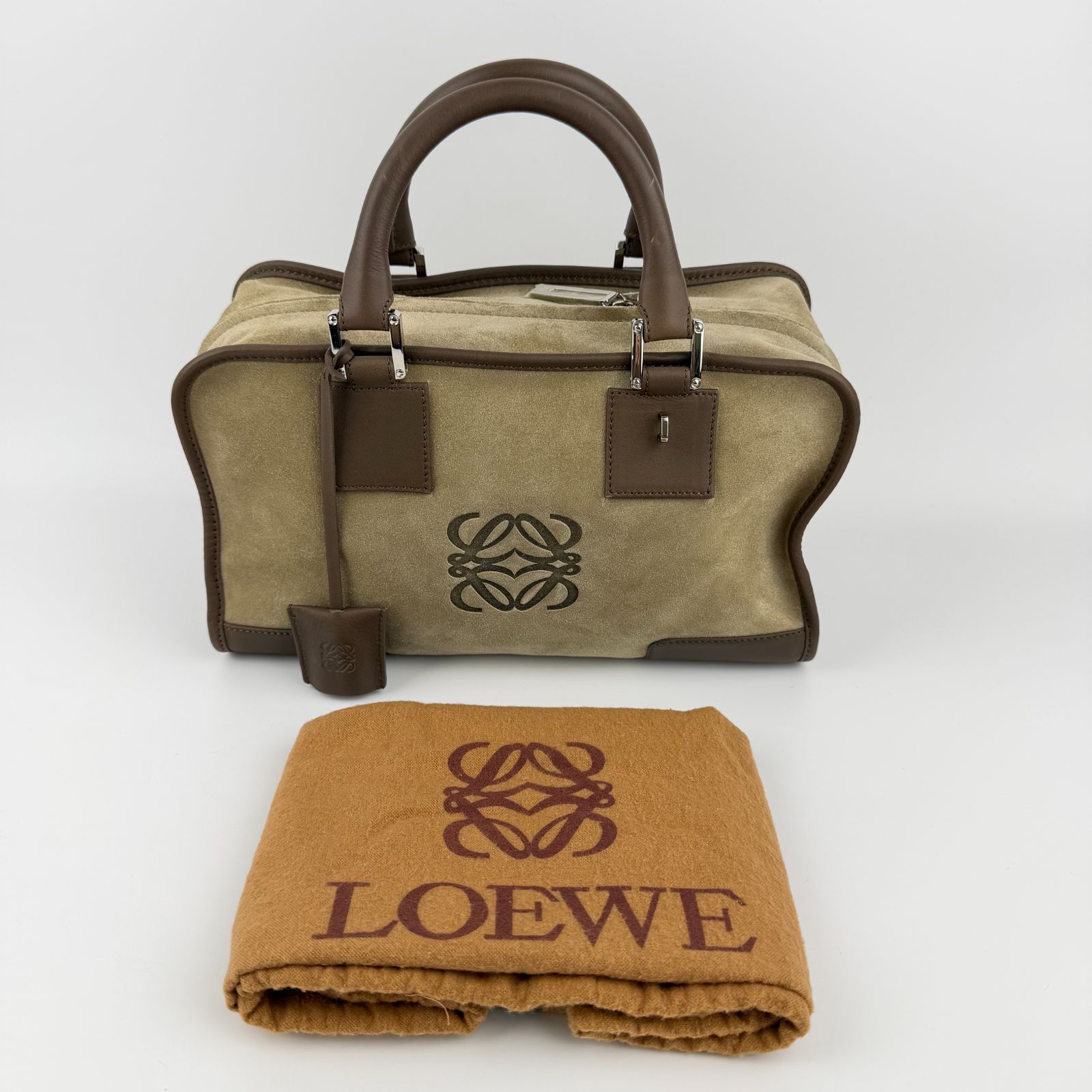 中古】LOEWE ロエベ アナグラム アマゾン28 ハンドバッグ ベージュ