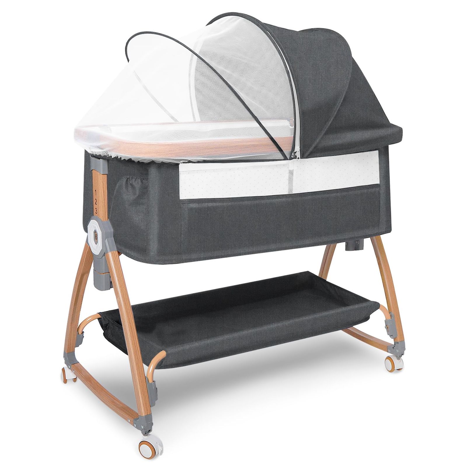 新型] ベビーベッド 添い寝ベッド 5in1 新生児ベッド 高さ6段調節可能