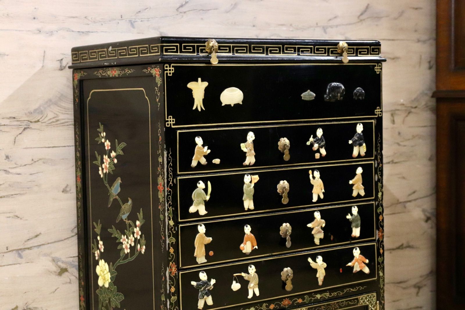 GMIK893○螺鈿細工 唐木調 小箪笥 / ジュエリーチェスト 中国美術