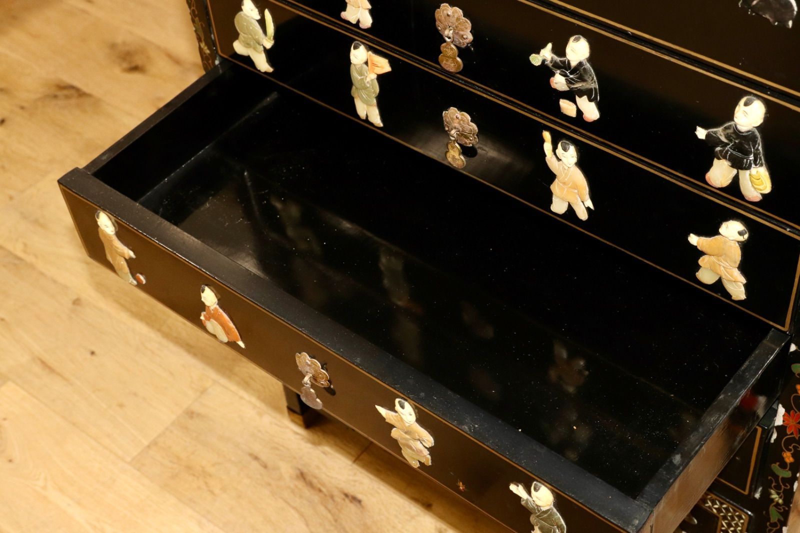 GMIK893○螺鈿細工 唐木調 小箪笥 / ジュエリーチェスト 中国美術