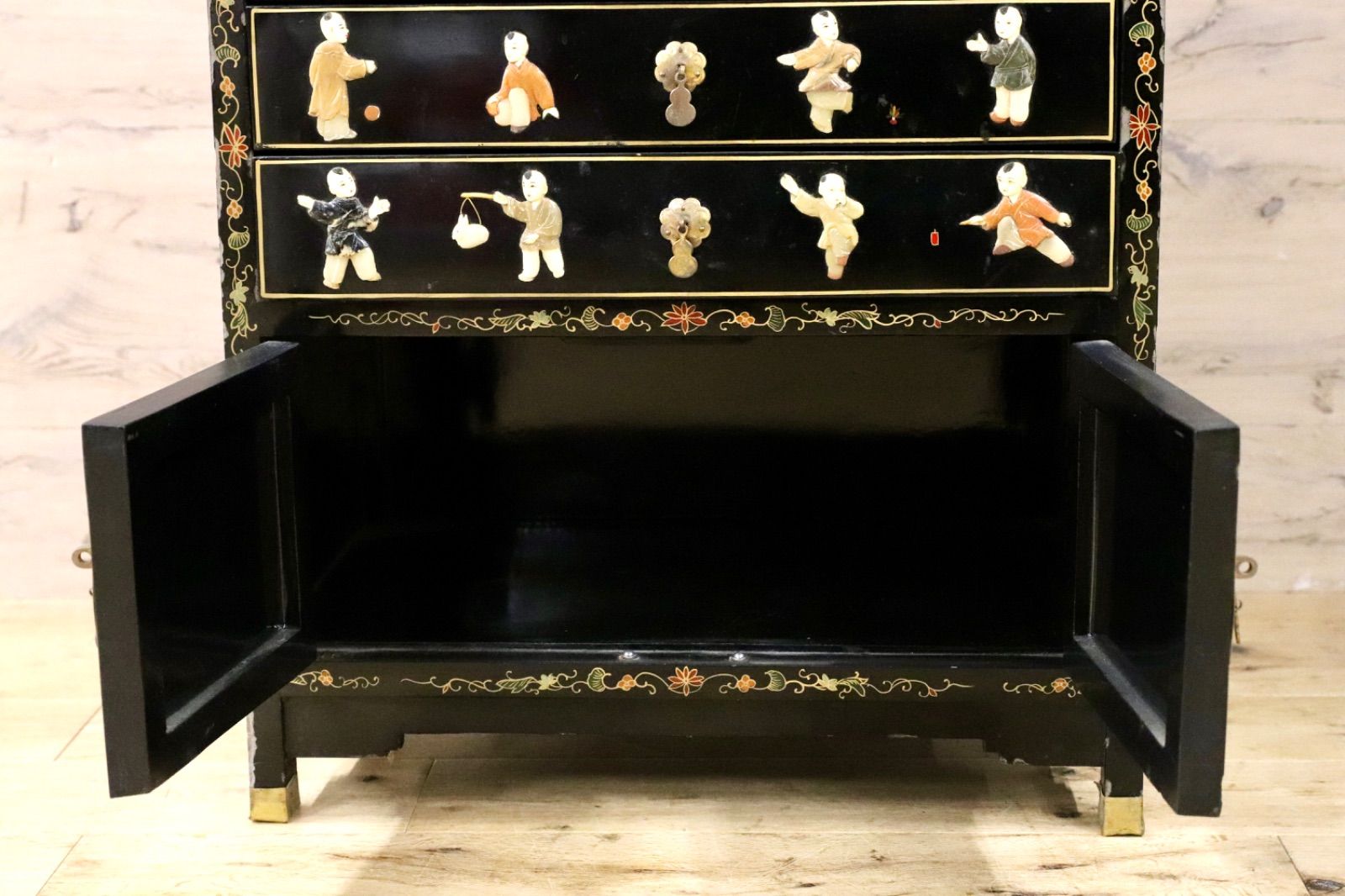 GMIK893○螺鈿細工 唐木調 小箪笥 / ジュエリーチェスト 中国美術