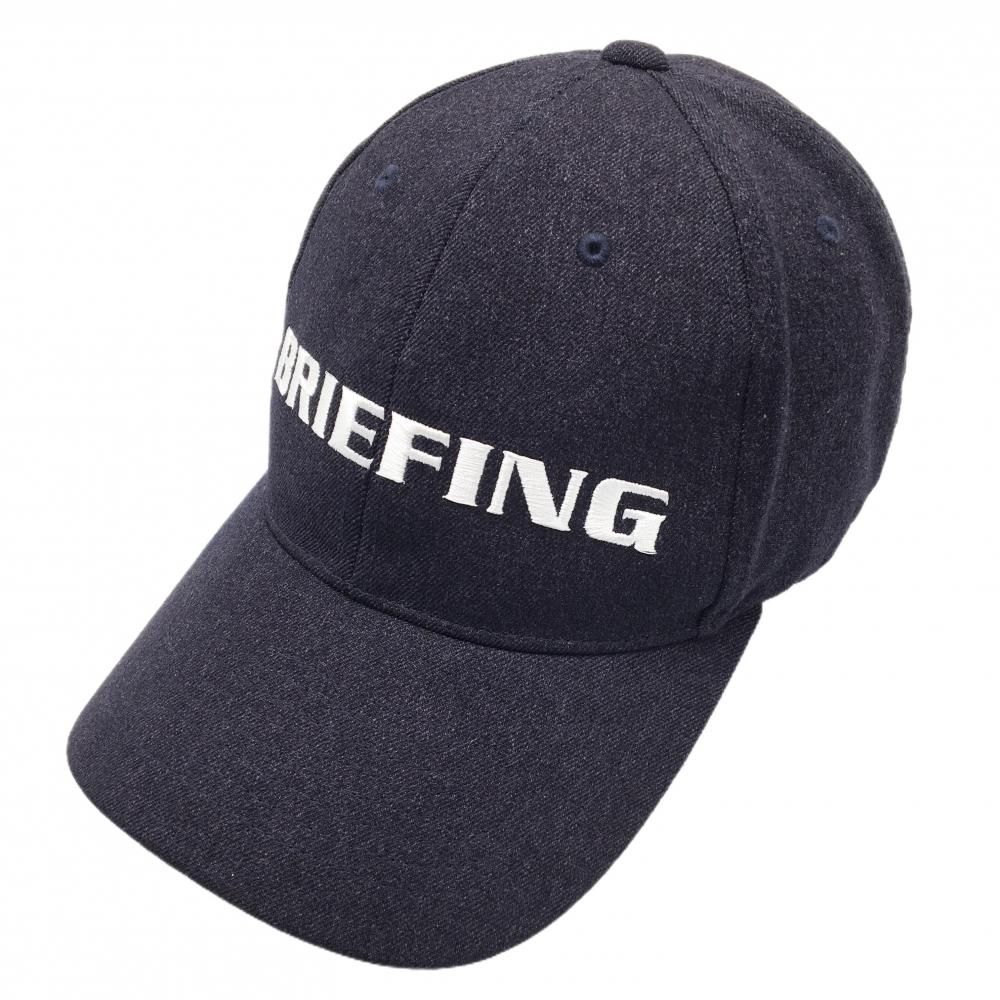 超美品】ブリーフィング キャップ ネイビー×白 ロゴ刺しゅう 微起毛