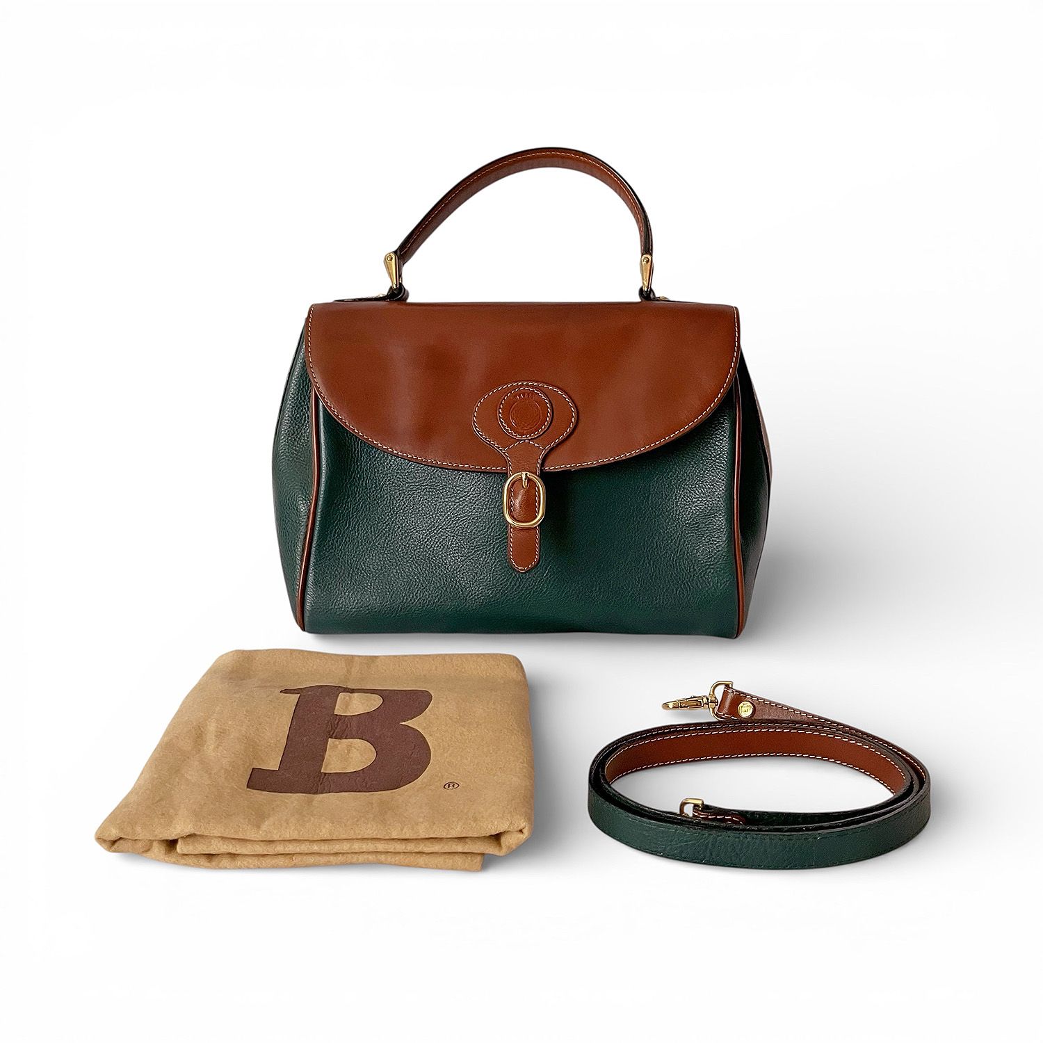 メンズ BALLY バリー ハンドバッグ 2way オールレザー フラップ ブラウン