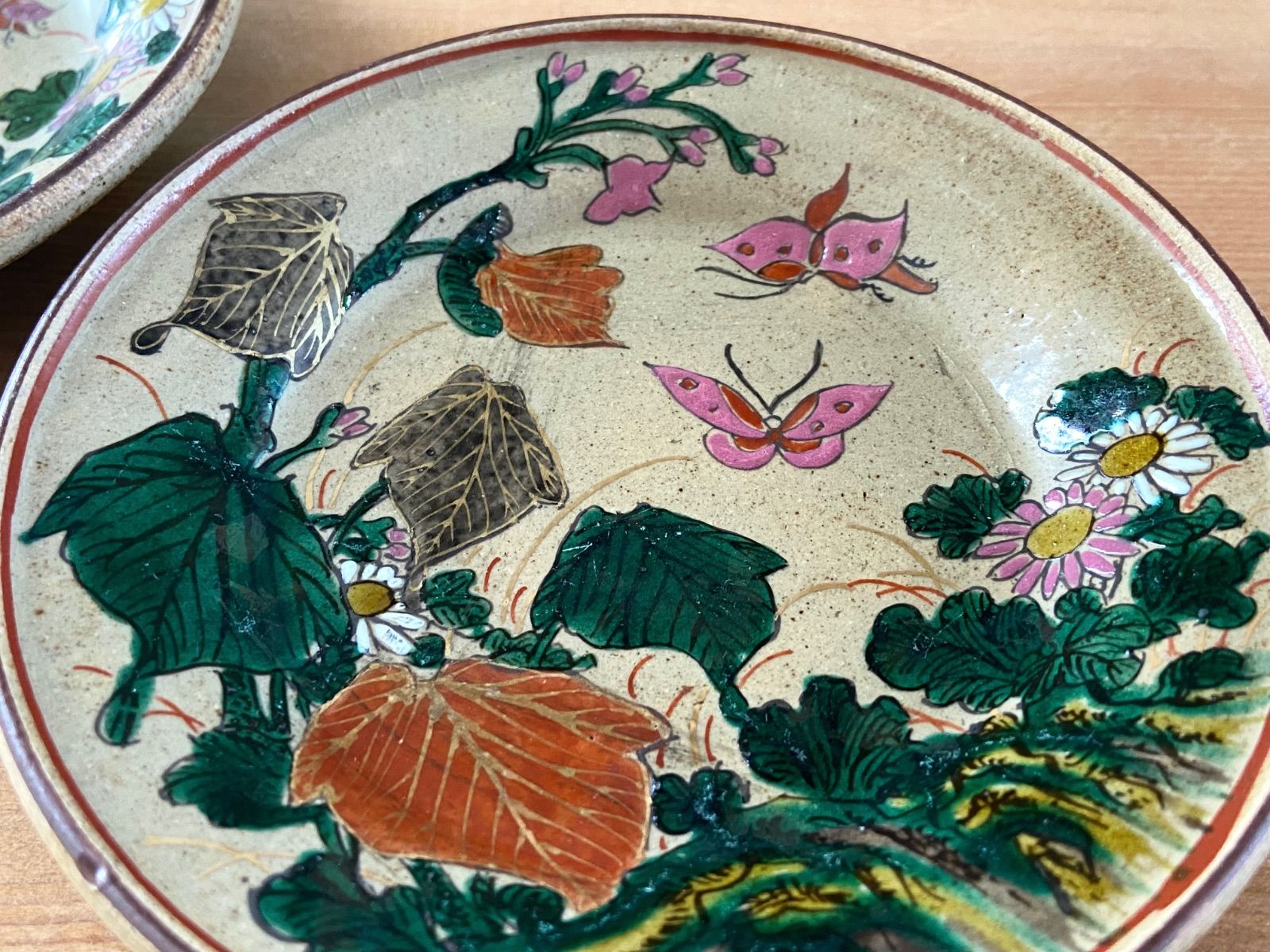 時代 九谷焼 色絵金彩 銘有 蝶花図 小皿 2客 - メルカリ