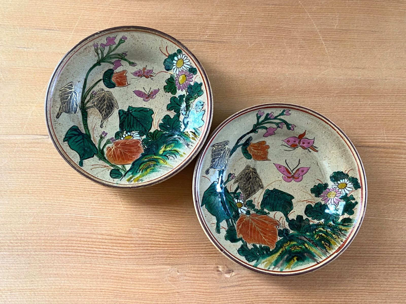 時代 九谷焼 色絵金彩 銘有 蝶花図 小皿 2客 - メルカリ