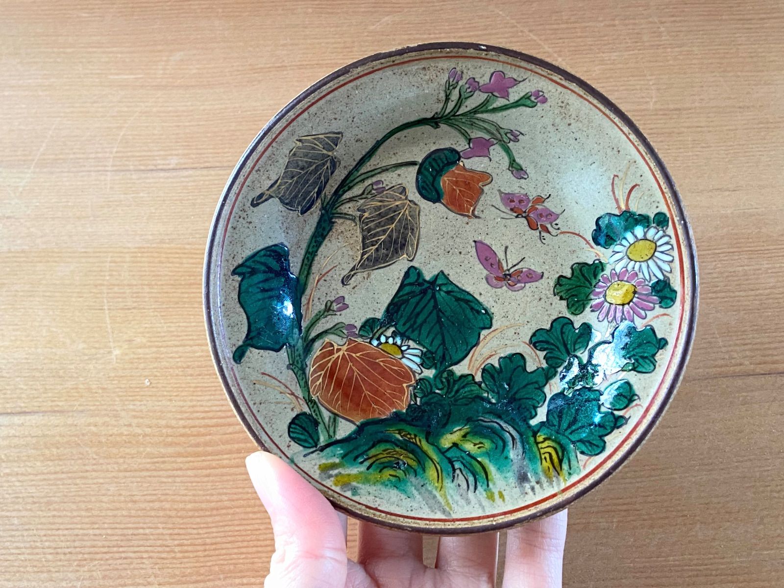 時代 九谷焼 色絵金彩 銘有 蝶花図 小皿 2客 - メルカリ