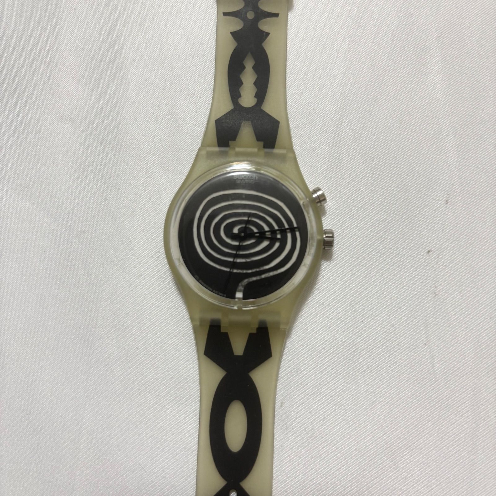 送料無料】SWATCH/スウォッチ/クォーツ腕時/ブラック×クリア/裏蓋