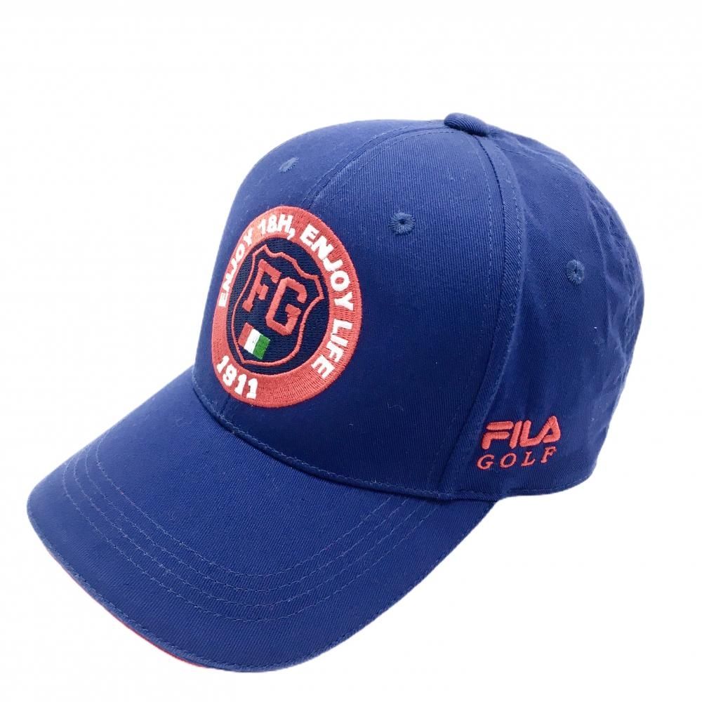 フィラゴルフ キャップ ネイビー×レッド ワッペン ゴルフウェア FILA