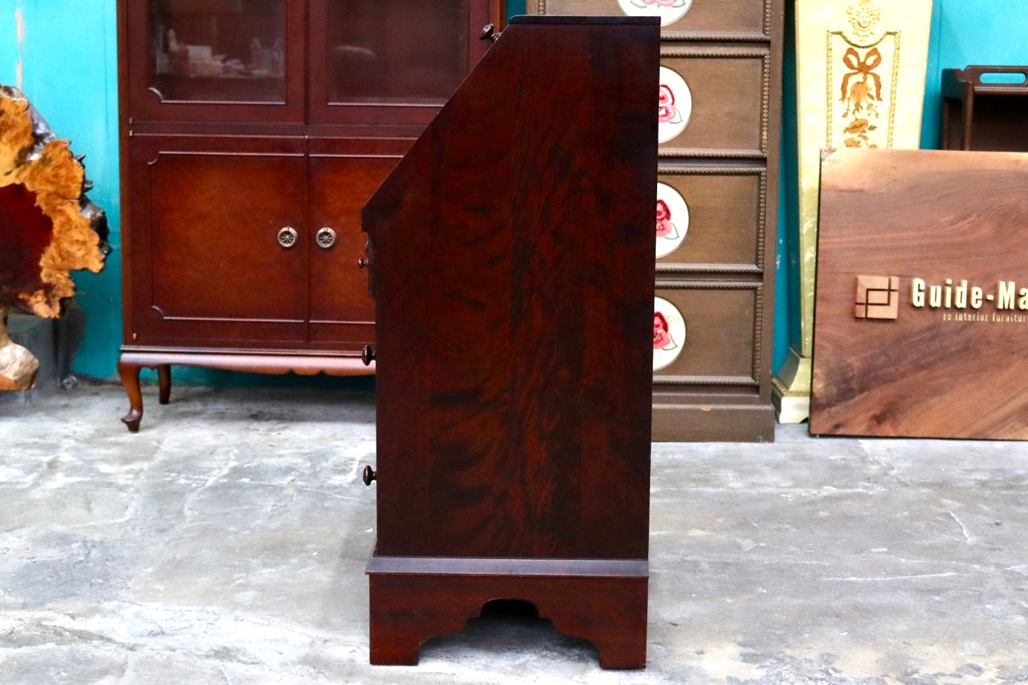 GMIH465○北海道民芸家具 ライティングビューロー デスク 机 学習机