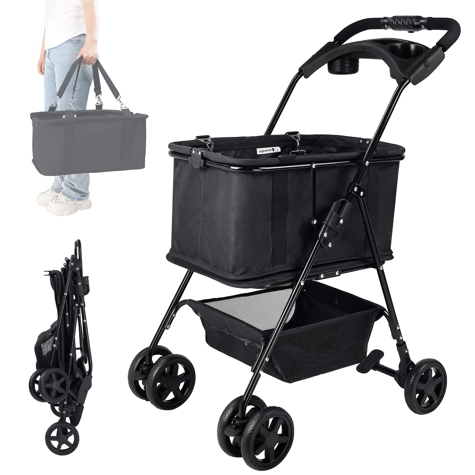 ショッピングカート ワンタッチ 折りたたみ 買い物カート 2段